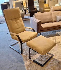 Erpo Relaxsessel|Relaxsessel Classics 263 Leder M Lavagrau Gestell Schwarz mit Hocker