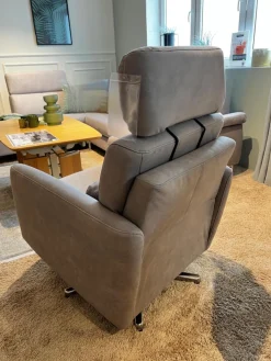 Global Relaxsessel|Relaxsessel Cornella Style Stoff Bulus FB32 Silber Grau Sternfuß Metall Chrom Glänzend Inklusive Kopfstütze