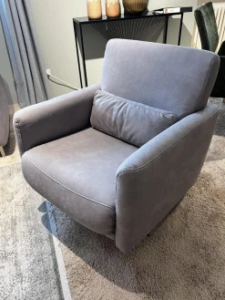 Global Relaxsessel|Relaxsessel Cornella Style Stoff Bulus FB32 Silber Grau Sternfuß Metall Chrom Glänzend Inklusive Kopfstütze