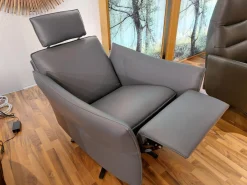 himolla Relaxsessel|Relaxsessel Cumurex 7916 Leder Longlife Aqua Grau Blau Sternfuß Stahl Anthrazit Mit Manuellen Verstellungen