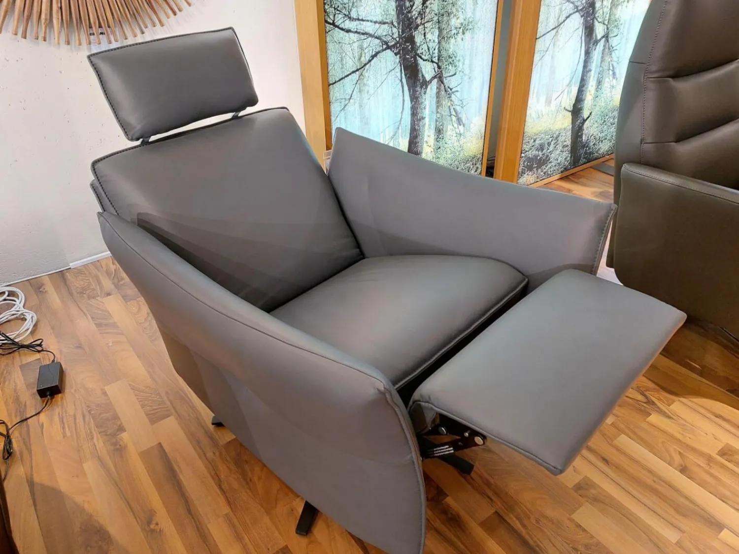 himolla Relaxsessel|Relaxsessel Cumurex 7916 Leder Longlife Aqua Grau Blau Sternfuß Stahl Anthrazit Mit Manuellen Verstellungen