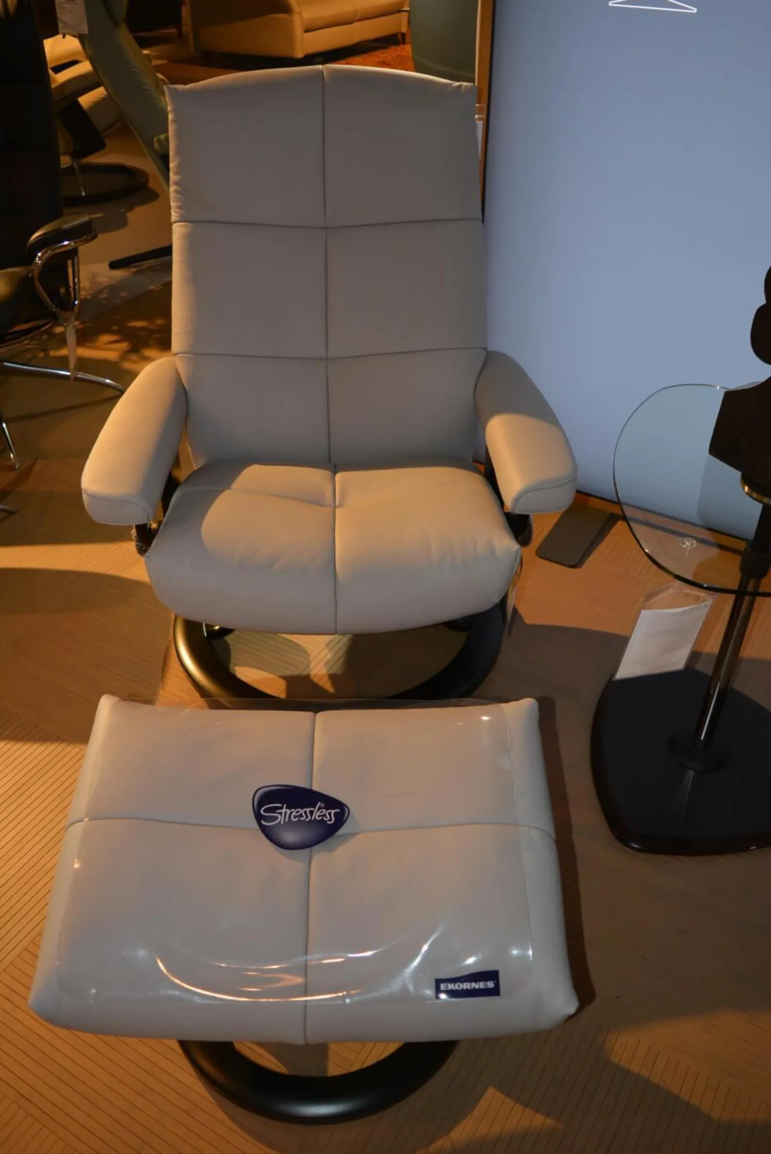 Stressless Relaxsessel|Relaxsessel David M Leder Batick Platinum Grey mit Hocker