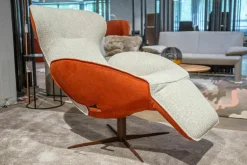 Jori Relaxsessel|Relaxsessel Daydreamer Mono-Move Medi Innen Stoff Thuile C0001 Cremeweiß Außen Leder Nubuck Rosso Orange