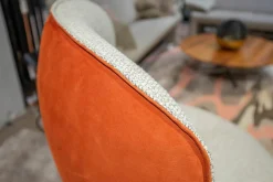 Jori Relaxsessel|Relaxsessel Daydreamer Mono-Move Medi Innen Stoff Thuile C0001 Cremeweiß Außen Leder Nubuck Rosso Orange