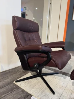 Stressless Relaxsessel|Relaxsessel Erik M Leder Paloma Bordeaux Rot Base Cross Aluminium Schwarz