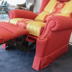Finkeldei Relaxsessel|Relaxsessel Excalibur Stoff Rot Goldgelb Füße Mit Stoff Bezogen