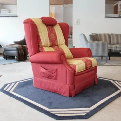 Finkeldei Relaxsessel|Relaxsessel Excalibur Stoff Rot Goldgelb Füße Mit Stoff Bezogen