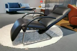 Franz Fertig Relaxsessel|Relaxsessel Fino Leder 6405 Nero Schwarz Gestell Chrom Glänzend