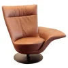 FSM Relaxsessel|Relaxsessel FM-180 Pli Bezug Leder Living Whisky Braun Tellerfuß Metall Schwarzmatt Beschichtet