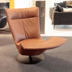 FSM Relaxsessel|Relaxsessel FM-180 Pli Bezug Leder Living Whisky Braun Tellerfuß Metall Schwarzmatt Beschichtet