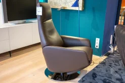 FSM Relaxsessel|Relaxsessel FM-141 Skye Leder A Cigarro Dunklebraun Gestell Verchromt Glänzend Mit Motor