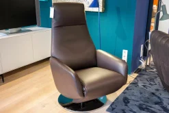 FSM Relaxsessel|Relaxsessel FM-141 Skye Leder A Cigarro Dunklebraun Gestell Verchromt Glänzend Mit Motor