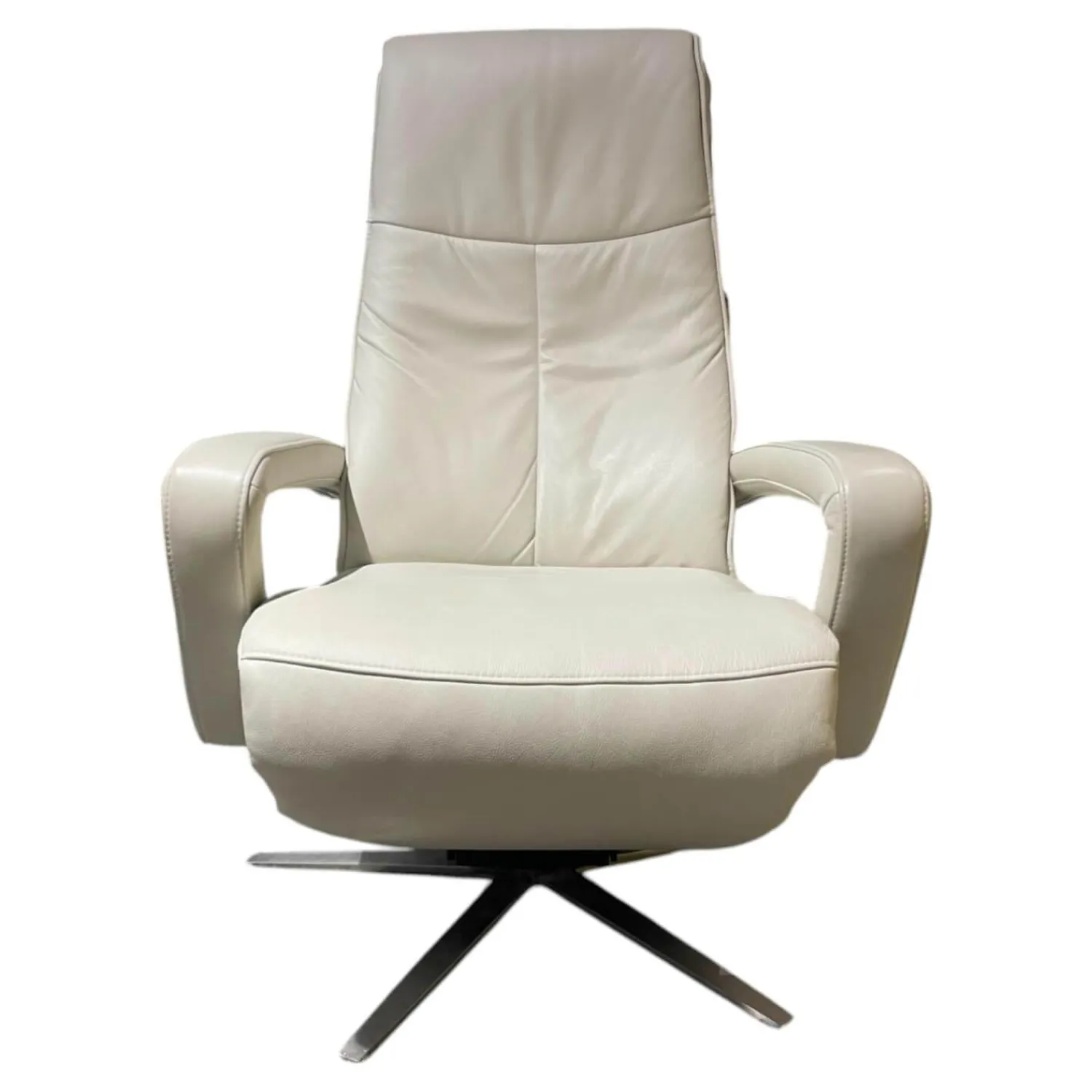 Hukla Relaxsessel|Relaxsessel Husum Nr 1 Medium Leder Credo Weiß Sternfuß Schwarz Motorisch Verstellbar