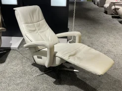 Hukla Relaxsessel|Relaxsessel Husum Nr 1 Medium Leder Credo Weiß Sternfuß Schwarz Motorisch Verstellbar