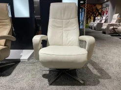 Hukla Relaxsessel|Relaxsessel Husum Nr 1 Medium Leder Credo Weiß Sternfuß Schwarz Motorisch Verstellbar