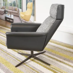 Bielefelder Werkstätten Relaxsessel|Relaxsessel Legend Leder Normandie Schwarz Stoff Scott 191 Grau