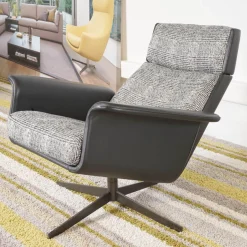 Bielefelder Werkstätten Relaxsessel|Relaxsessel Legend Leder Normandie Schwarz Stoff Scott 191 Grau