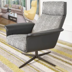 Bielefelder Werkstätten Relaxsessel|Relaxsessel Legend Leder Normandie Schwarz Stoff Scott 191 Grau