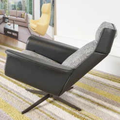 Bielefelder Werkstätten Relaxsessel|Relaxsessel Legend Leder Normandie Schwarz Stoff Scott 191 Grau