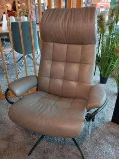 Stressless Relaxsessel|Relaxsessel London High Back Leder Paloma Silver Grey Grau Gestell Star Matt Schwarz Mit Hocker