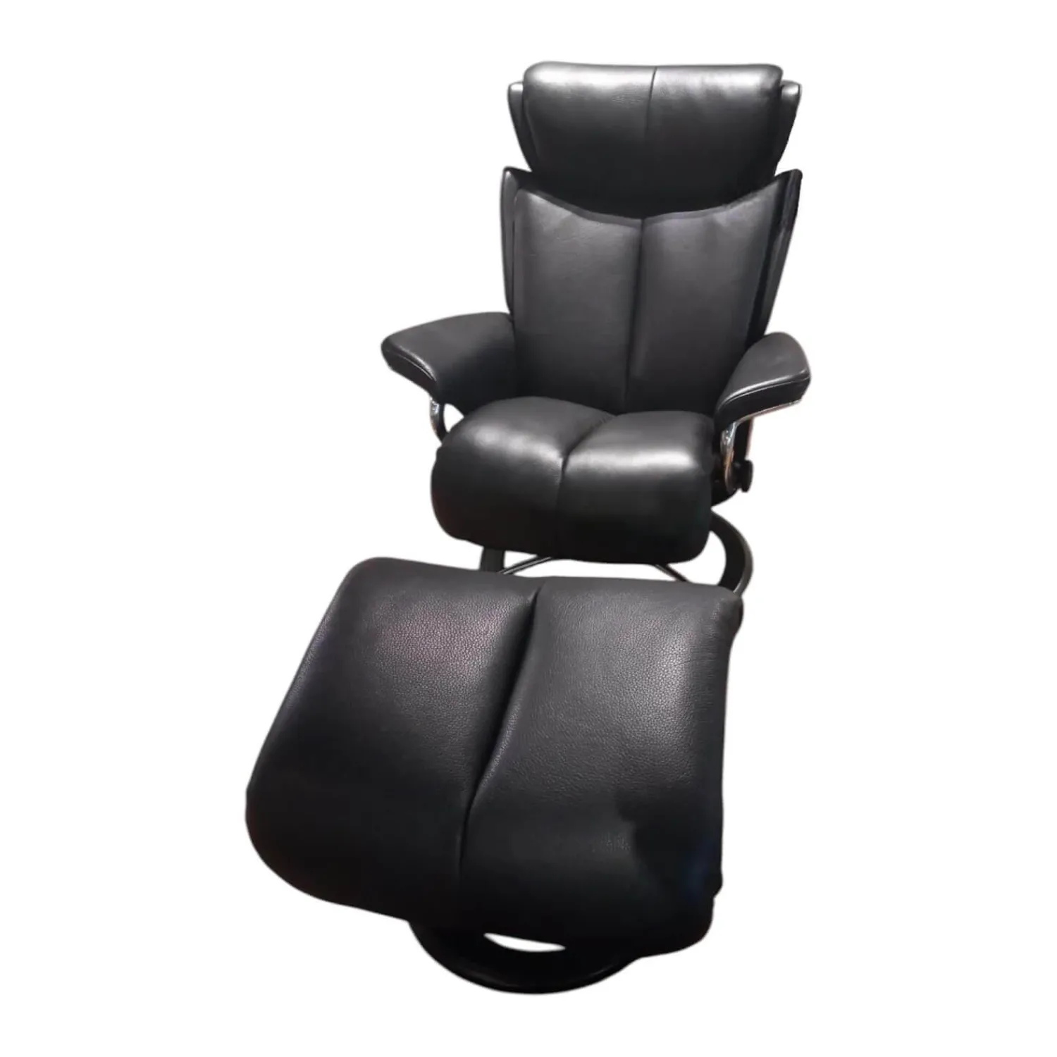Stressless Relaxsessel|Relaxsessel Magic S Leder Noblesse Black Schwarz Gestell Signature Holz Schwarz Metall Matt Inklusive Hocker