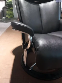 Stressless Relaxsessel|Relaxsessel Magic S Leder Noblesse Black Schwarz Gestell Signature Holz Schwarz Metall Matt Inklusive Hocker