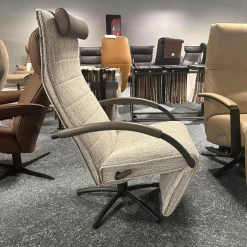 Jori Relaxsessel|Relaxsessel Mensana JR 7260 Mono Move Medi Stoff Dodo C0207 Creme Hellgrau Meliert 5 Sternfuß Dunkelgrau Lackiert