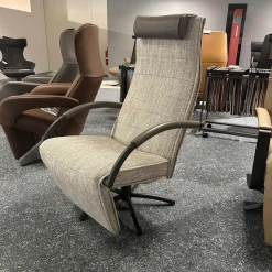 Jori Relaxsessel|Relaxsessel Mensana JR 7260 Mono Move Medi Stoff Dodo C0207 Creme Hellgrau Meliert 5 Sternfuß Dunkelgrau Lackiert