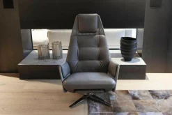 Intertime Relaxsessel|Relaxsessel Mesh Leder Anilina Terra Gestell Chrom mit Relaxfunktion