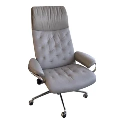 Stressless Bürostühle|Relaxsessel Metro Home Office Leder Paloma Silver Grey Base Mit Hoher Rückenlehne