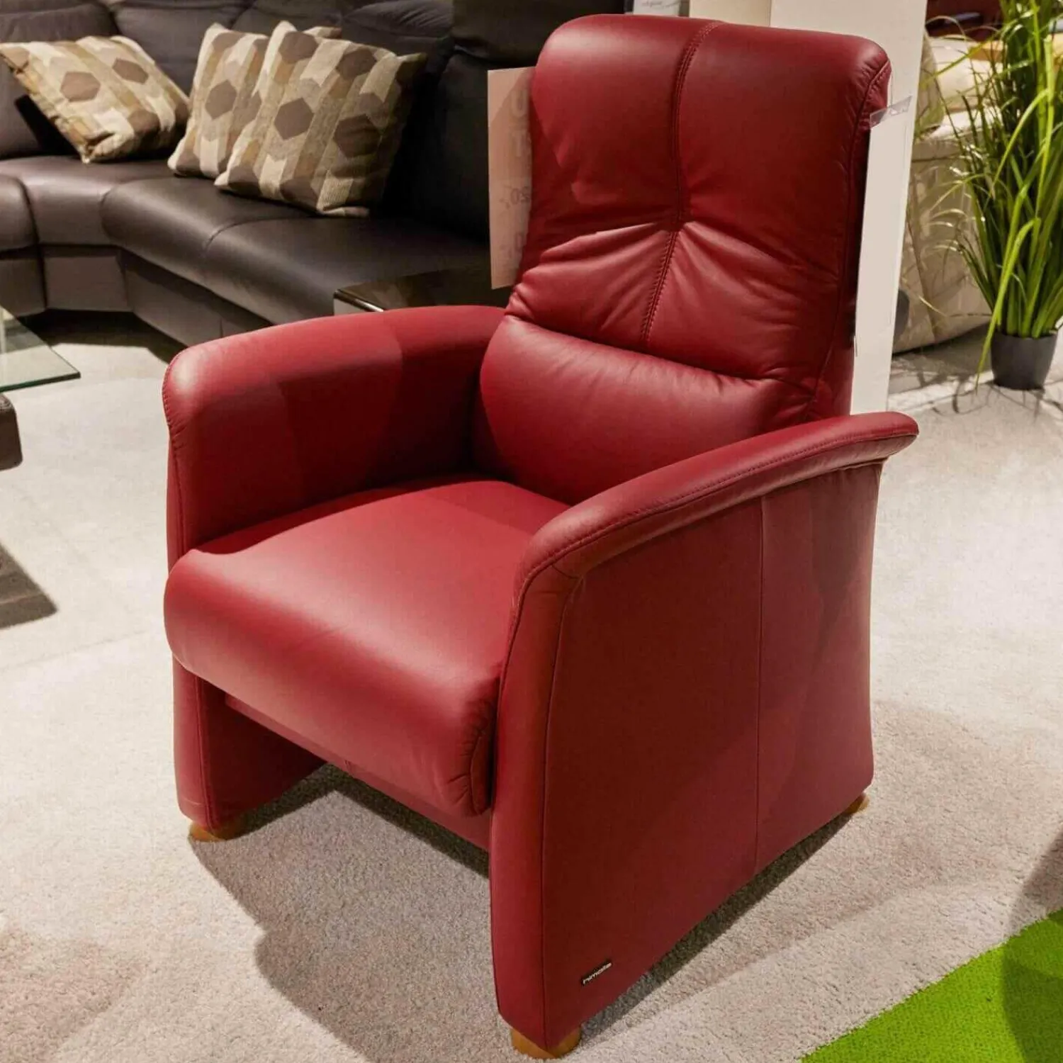 himolla Relaxsessel|Relaxsessel mit Hocker 6001 Leder 24 Longlife Carrara Kirsche Gestell Buche Kopfteil Verstellbar