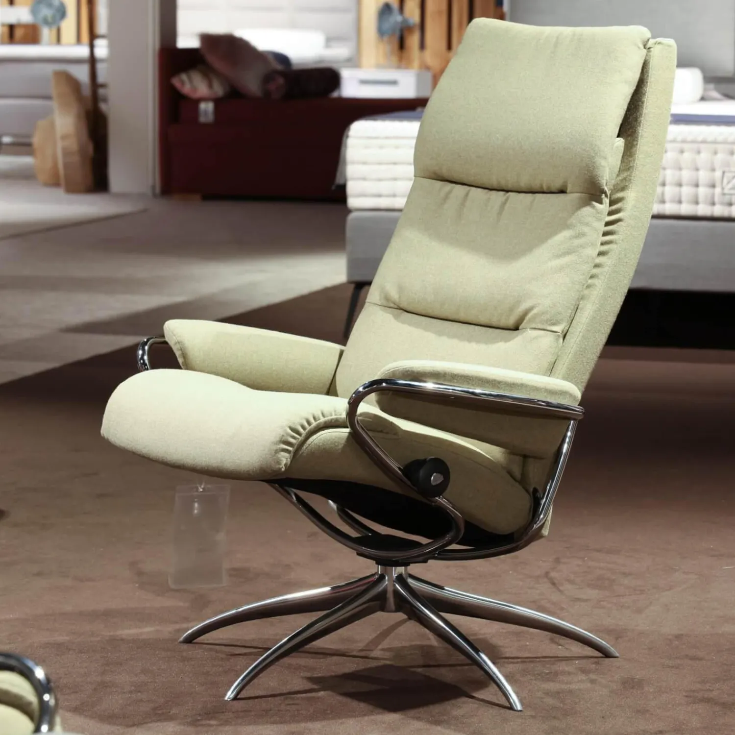 Stressless Relaxsessel|Relaxsessel Mit Hocker Tokyo Stoff Calido 579 Light Green Hellgrün Gestell Star 40 Alu