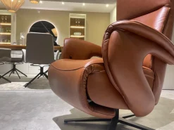 Hukla Relaxsessel|Relaxsessel Mondo Casio R Leder Texas Cognac Braun Sternfuß Pulverbeschichtet Schwarz