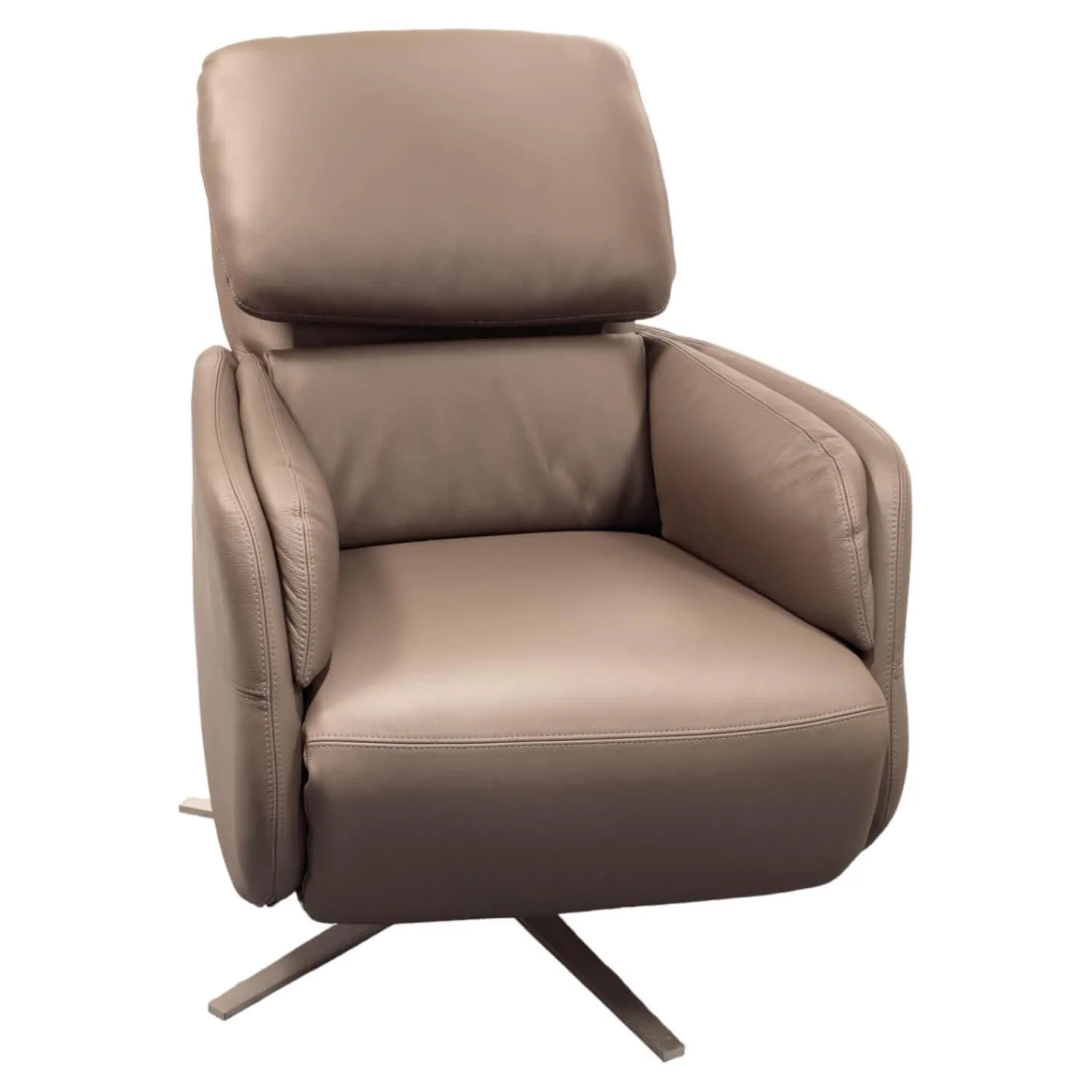 Puhlmann Relaxsessel|Relaxsessel Montreal Bezug Leder Dea 1281 Anthrazit Sternfuß Aluminium Matt Inklusive Akku