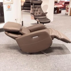 Puhlmann Relaxsessel|Relaxsessel Montreal Bezug Leder Dea 1281 Anthrazit Sternfuß Aluminium Matt Inklusive Akku