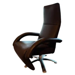 Jori Relaxsessel|Relaxsessel Multi-Move Mini Yoga Leder Konia Bronzo Armlehne Mit Leder Bezogen gestell 5-Sternfuß Ellips Alu Chrom