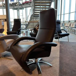 Jori Relaxsessel|Relaxsessel Multi-Move Mini Yoga Leder Konia Bronzo Armlehne Mit Leder Bezogen gestell 5-Sternfuß Ellips Alu Chrom