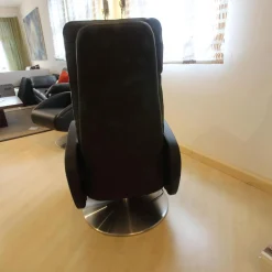 Motus Relaxsessel|Relaxsessel Nido Situp Bezug Leder Atlas 150 Schwarz Drehteller Edelstahl Mit Aufstehhilfe