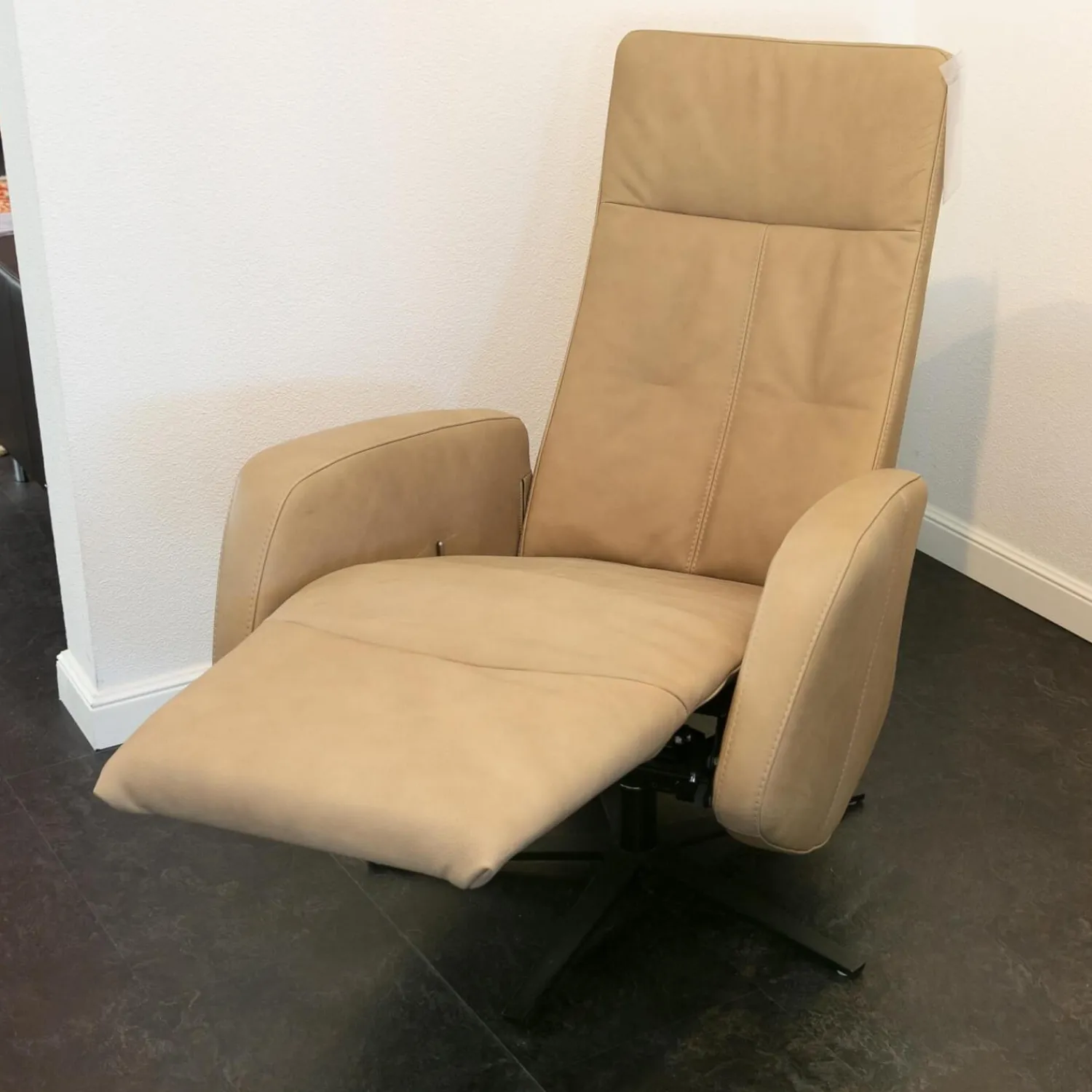 Sitting Vision Relaxsessel|Relaxsessel NX 329 Bezug Leder Rancho Beige Creme Kreuzfuß 87 Schwarz Mit Rückenverstellung