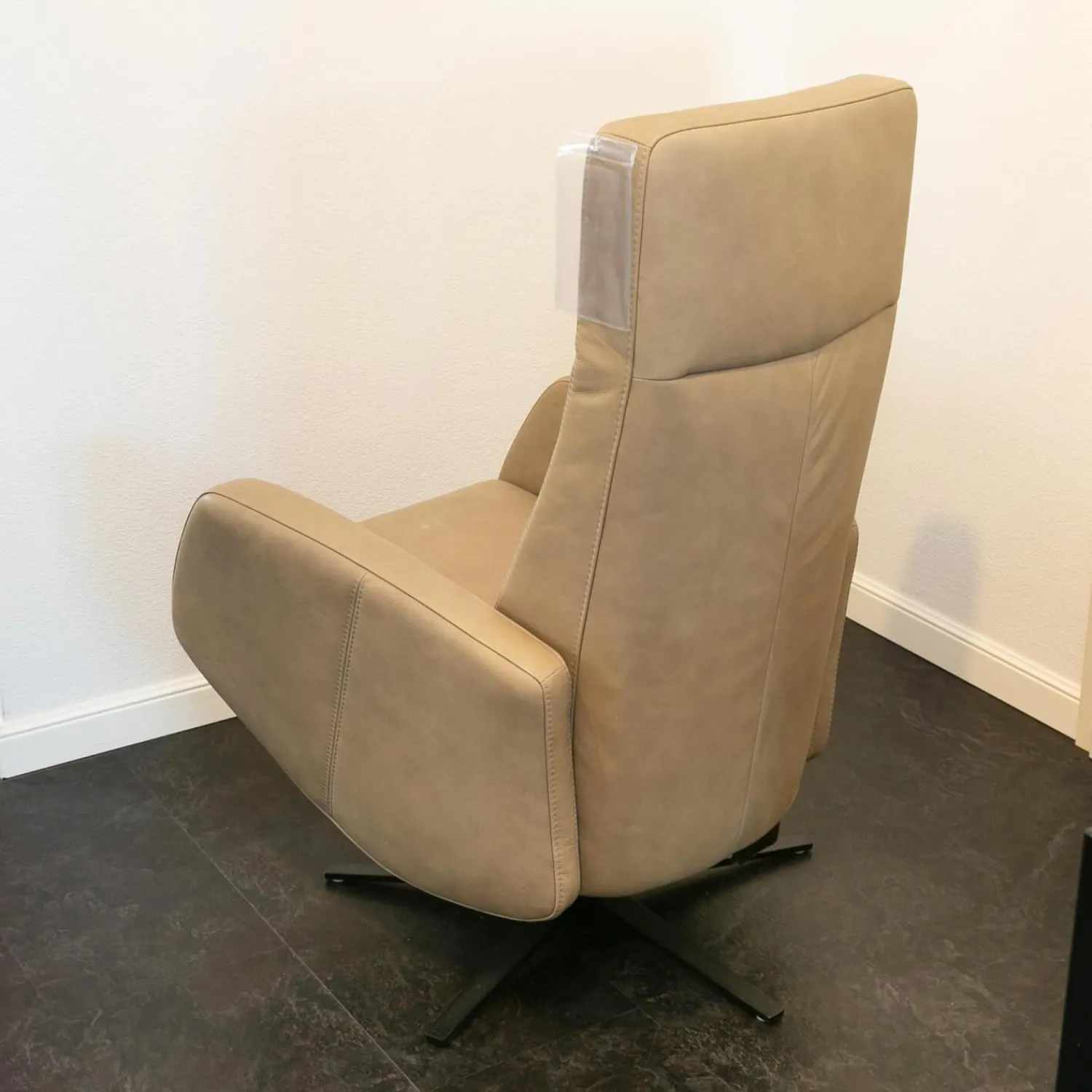 Sitting Vision Relaxsessel|Relaxsessel NX 329 Bezug Leder Rancho Beige Creme Kreuzfuß 87 Schwarz Mit Rückenverstellung