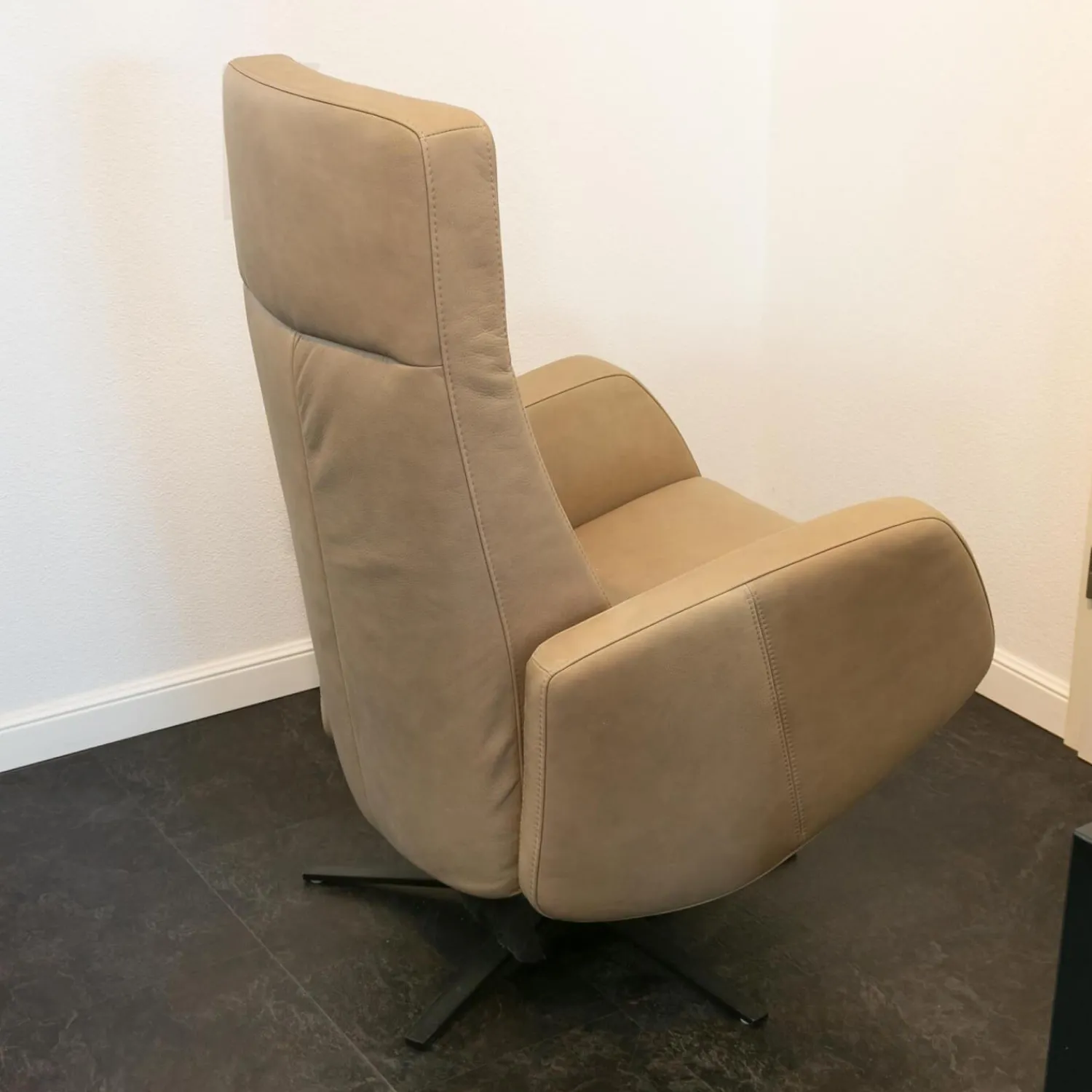 Sitting Vision Relaxsessel|Relaxsessel NX 329 Bezug Leder Rancho Beige Creme Kreuzfuß 87 Schwarz Mit Rückenverstellung