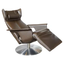 Jori Relaxsessel|Relaxsessel Orea Leder Braun Gestell Silber
