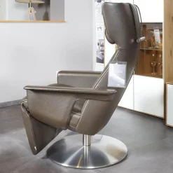 Jori Relaxsessel|Relaxsessel Orea Leder Braun Gestell Silber