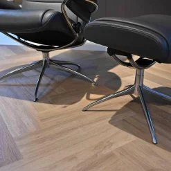 Stressless Relaxsessel|Relaxsessel Paris Leder 096 Noblesse 12 Grau Größe M Hoher Rücken Mit Hocker