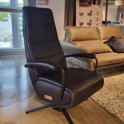 Comfort Republic Relaxsessel|Relaxsessel Rafael Leder Nero PG L30 Medium Schwarz Kreuzfuß Schwarz Relaxfunktion Motorisch