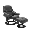 Stressless Relaxsessel|Relaxsessel Reno S Leder Cori Black Schwarz Base Classic Holz Schwarz Gebeizt Mit Hocker