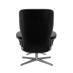 Stressless Relaxsessel|Relaxsessel Rome M Leder Paloma Black Schwarz Base Cross Chrom Glänzend Mit Verstellbarer Kopfstütze Inklusive Hocker
