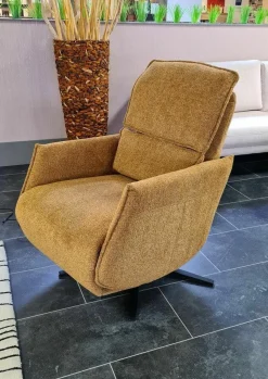 Ponsel Relaxsessel|Relaxsessel S700-16 Stoff 0740/05 Orange Fuß Metall Schwarz mit motorischer Verstellung