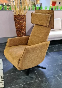 Ponsel Relaxsessel|Relaxsessel S700-16 Stoff 0740/05 Orange Fuß Metall Schwarz mit motorischer Verstellung