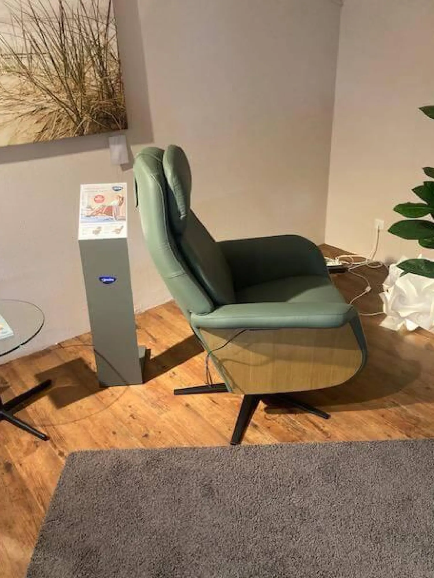 Stressless Relaxsessel|Relaxsessel Sam Leder 94 Paloma Fog 37 Grün mit elektrischer Relaxfunktion